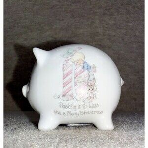 Precious Moments Vintage 1985 Christmas Piggy Bank